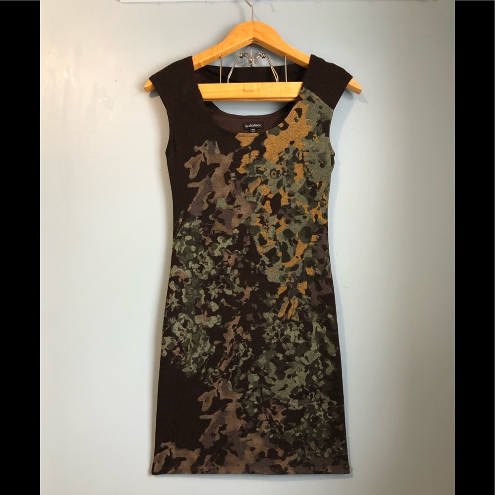 Le Chateau Brown Fitted Sheath Dress
